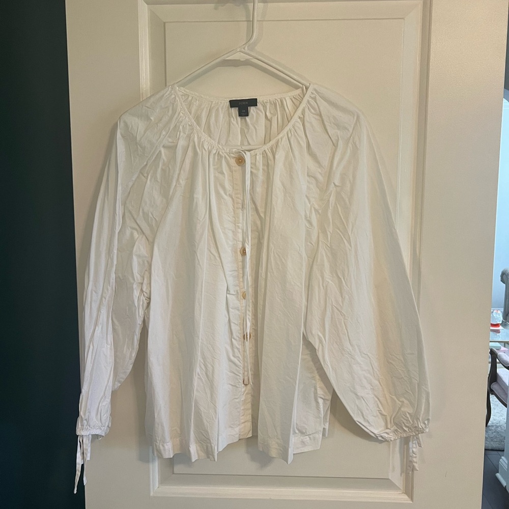 White button up with tie sleeves